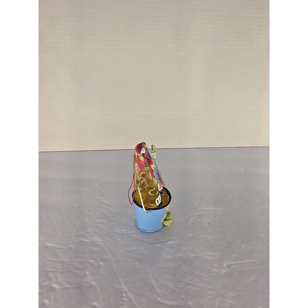 Parrot Gone to the Beach Beer Bucket Christmas Ornament Tropical Beach Holiday - Picture 3 of 7